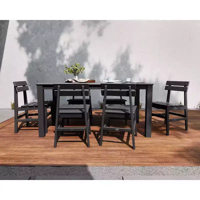 POLYWOOD 7pc Modern Studio Plaza Chairs and Parsons Table Outdoor Patio Dining Set