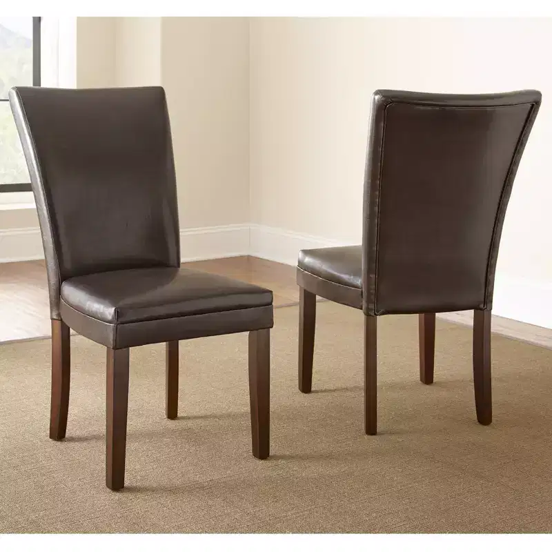 Set of 2 Talbot Parsons Chair Brown: Upholstered, No Assembly, Wood Legs, Foam Fill