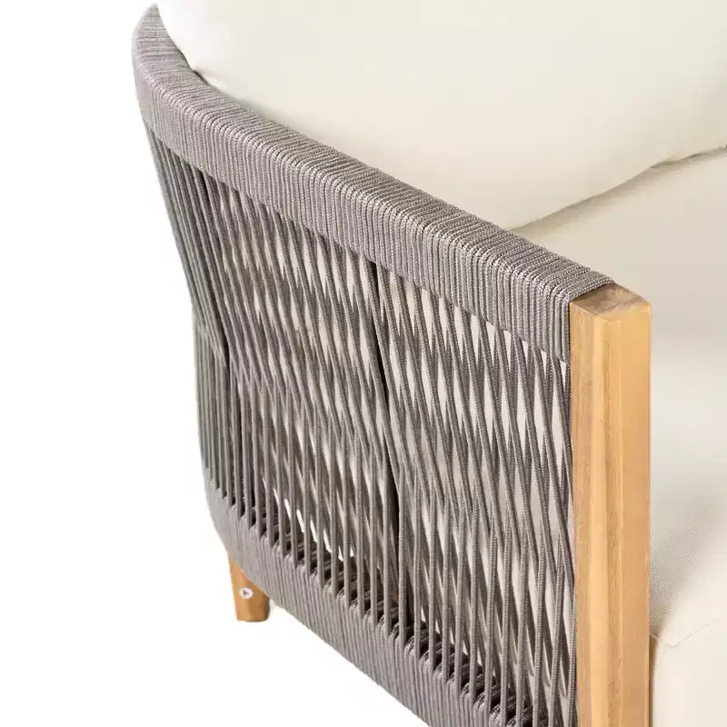 Christopher Knight Home Celeste Patio Rope Weaving Acacia Wood Upholstered Club Chair