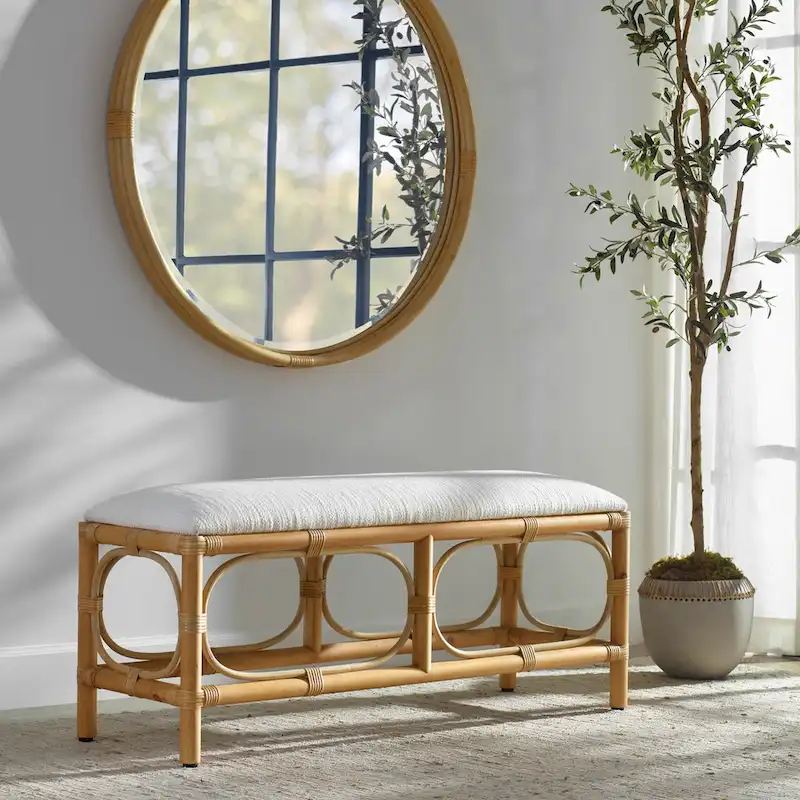 Rattan Wrapped Rectangular Bench - 48