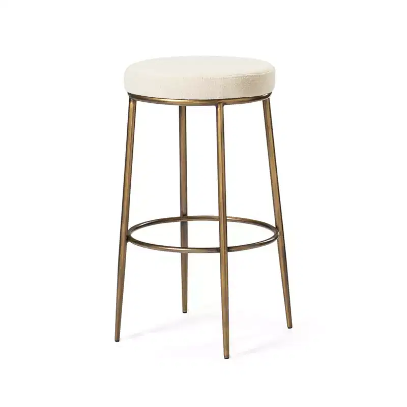 Backless Metal Bar Stool with Fabric Upholstered Seat – 31