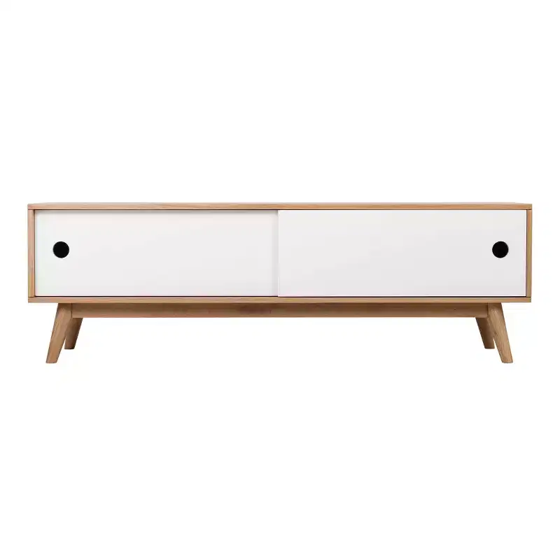 Abacus Storage TV Stand for TVs up to 67" Oak/White - Universal Expert: Sideboard with Cable Management