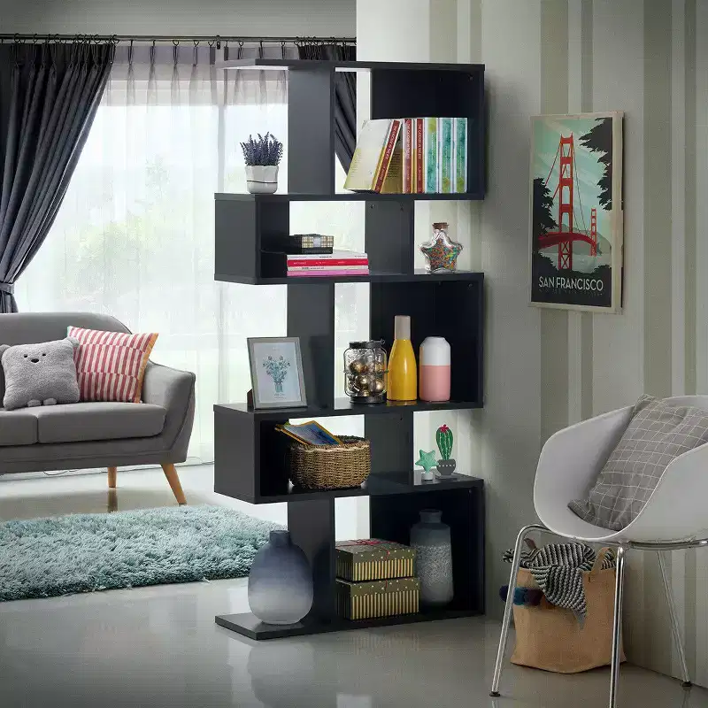 5 Cubes Ladder Shelf Freestanding Corner Bookshelf Display Rack Bookcase