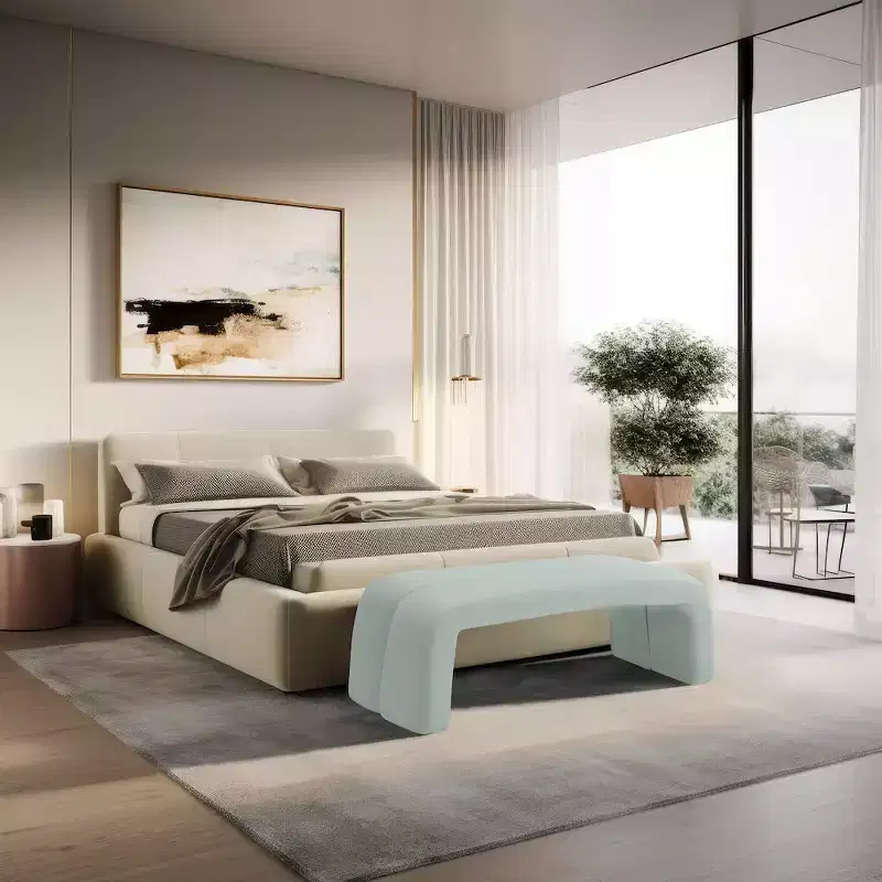 Meridian Furniture,Arc Mint Vegan Leather Bench