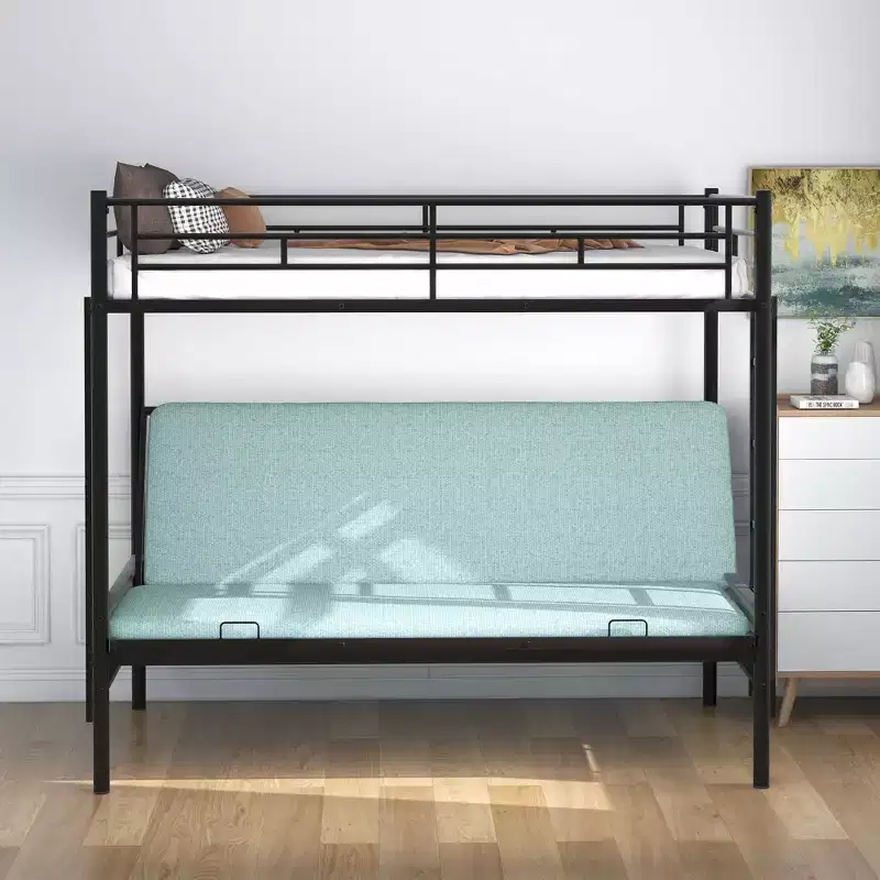 Metal Twin over Full Bunk Bed with Adjustable Lower Bunk 72''H x 78''W x 41.4''D