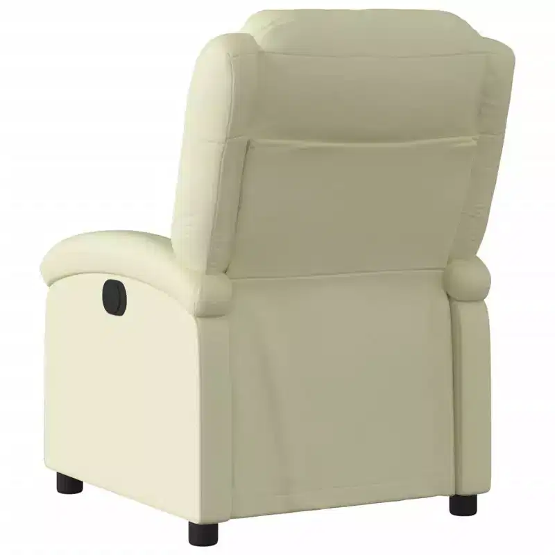 vidaXL Recliner Chair Wingback Reclining Sofa Seating Furniture Real Leather - Cream Manual Push Back No Massage