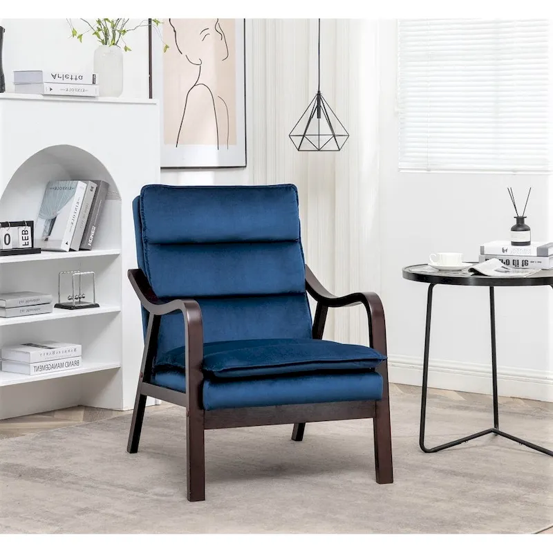 Clovis 24.8 Wide Mid-Century Modern Velvet Armchair