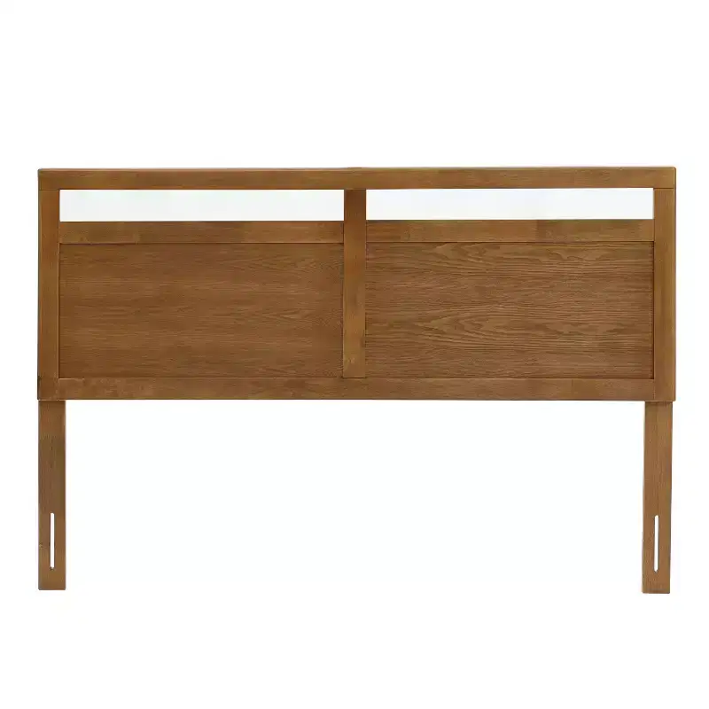 LuxenHome Farmhouse Double Panel Wood Headboard, Queen Brown