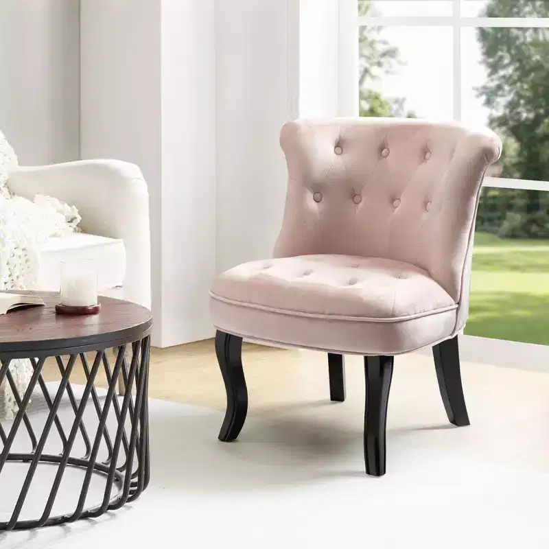 Traditional Velvet Upholstered Wingback Side Chair with Button-Tufted