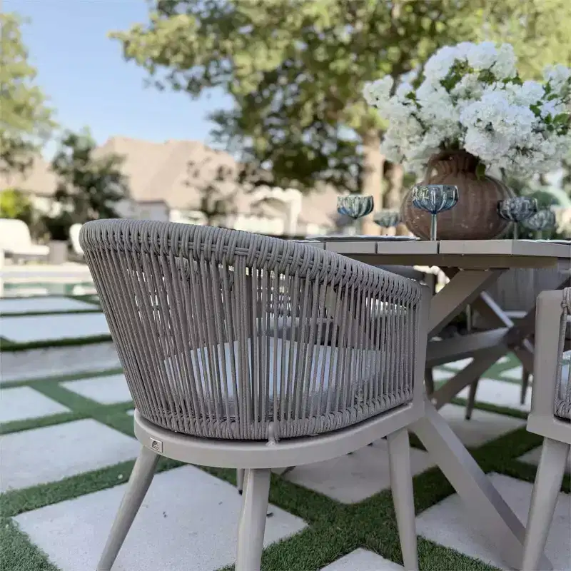 PURPLE LEAF Patio Dining Set All-Weather Wicker Aluminium Outdoor Table and Chairs Set for Backyard Decor Kitchen Modern Furniture Set