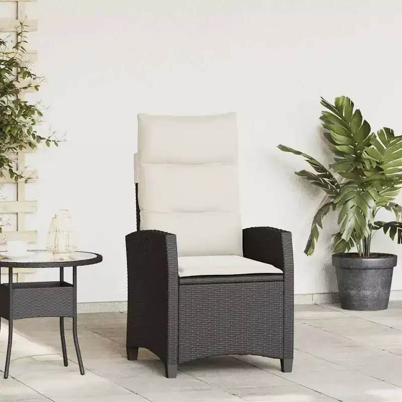vidaXL Reclining Garden Chair PE rattan, powder-coated steel Medium