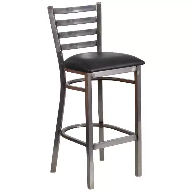 Emma and Oliver Clear Coated Ladder Back Metal Restaurant Dining Barstool