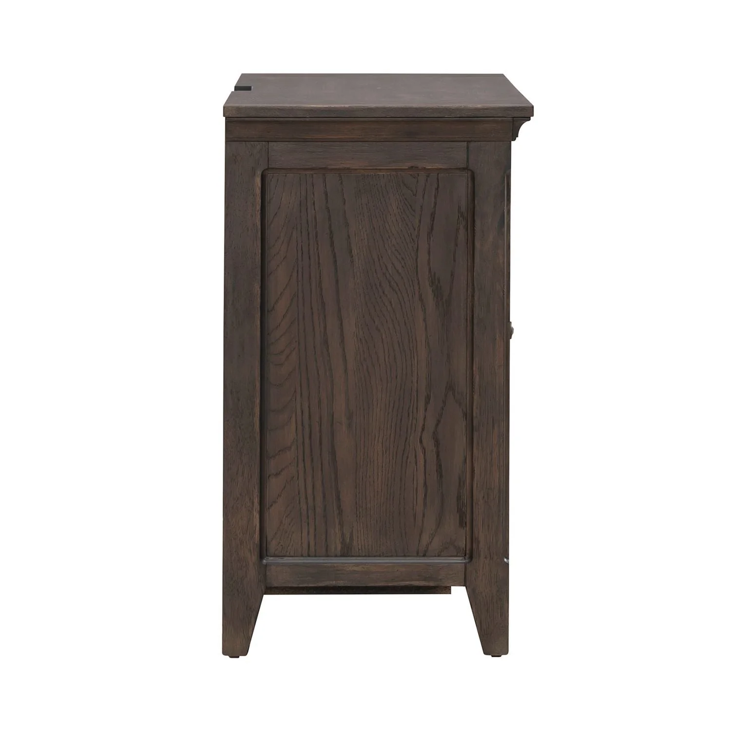 2 Door Bedside Chest With Charging Station - Saddle Brown — captures grand opulence with comfortable rustic styling