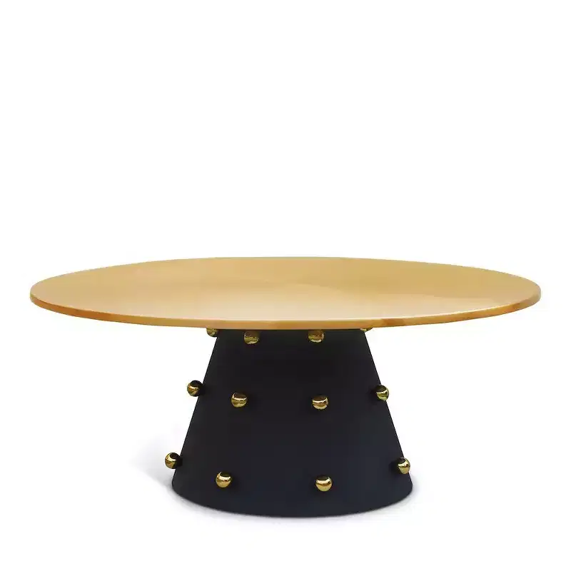 Coffee Table | Brushed Gold Top & Matte Black Iron Base