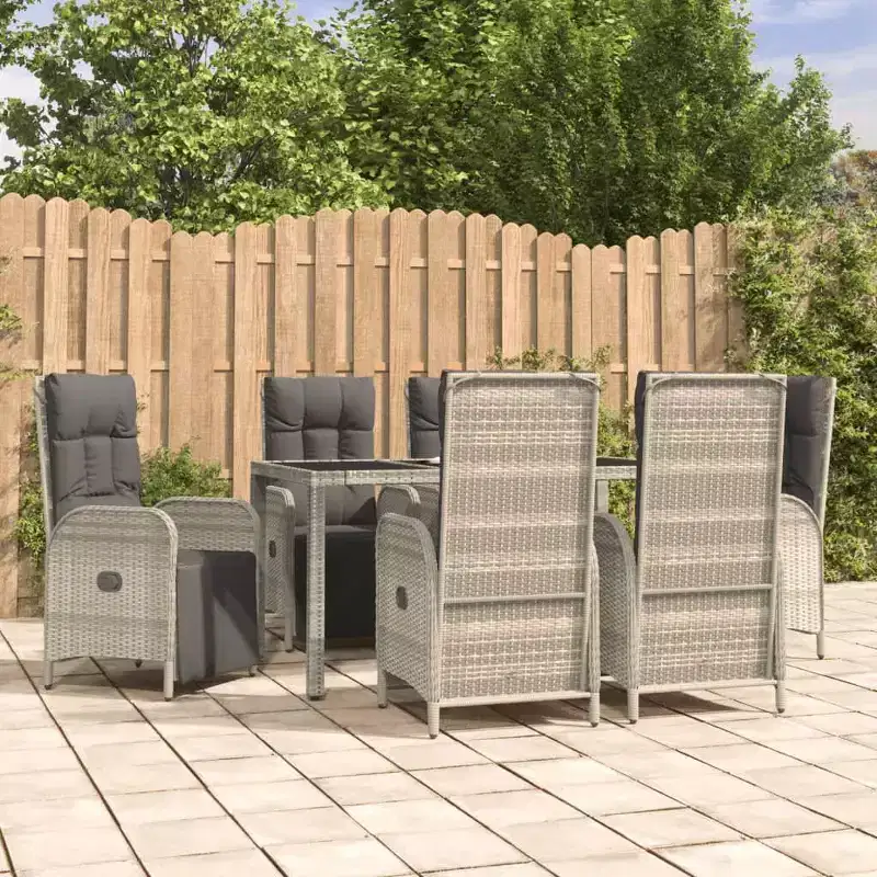 vidaXL Garden Dining Set PE rattan Medium Adjustable Armrests