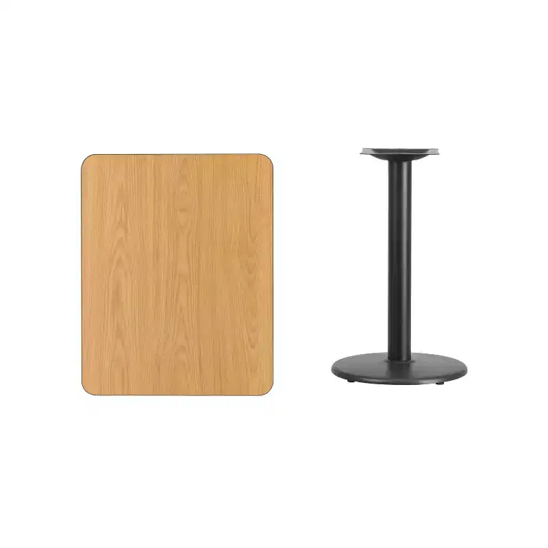 Flash Furniture 24'' x 30'' Rectangular Laminate Table Top with 18'' Round Table Height Base