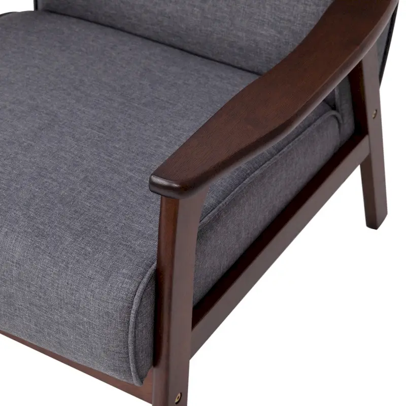 Mid-Century Modern Arm Chair with Wooden Frame and Arms