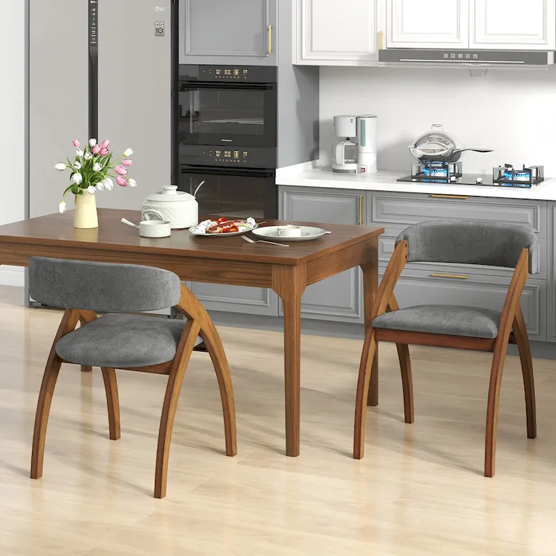 Gymax Dining Chair Set of 4 w/ Padded Cushion Curved Back Arched