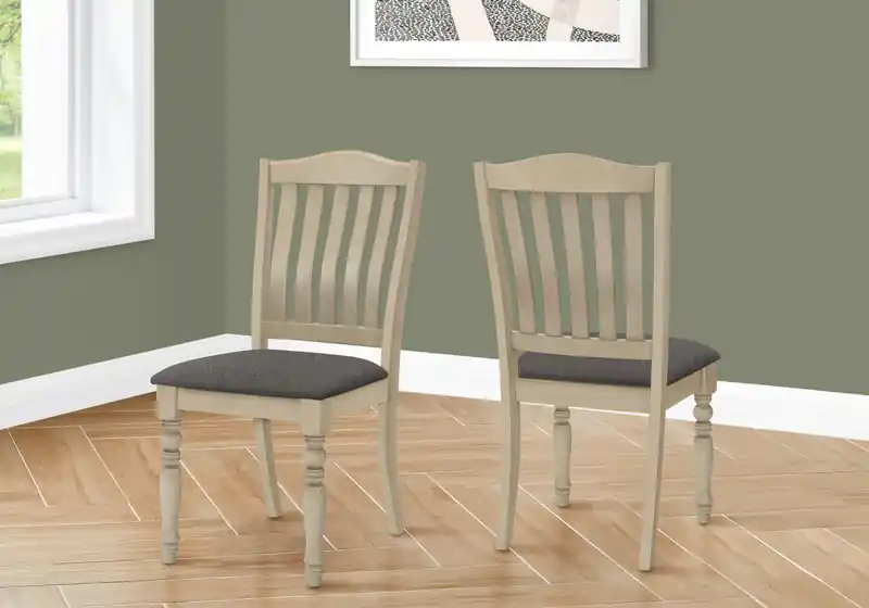 Dining Chair Dining Room Kitchen Side Antique Grey Fabric Wood Legs Transitional