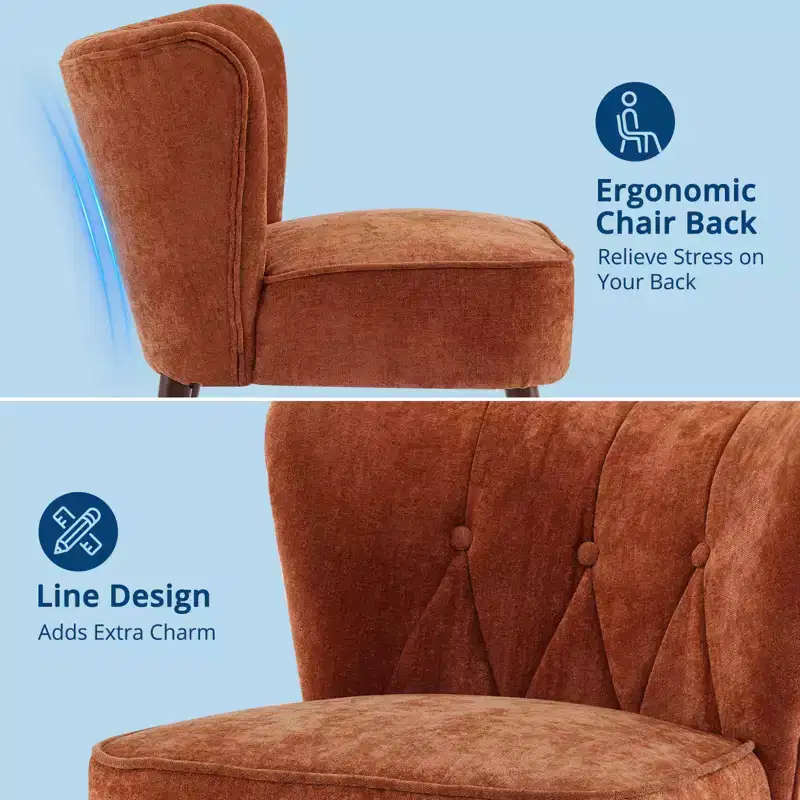 Accent Dining Chair with Wood Legs Upholstered, Armless for Dining Room Bedroom, Living Room