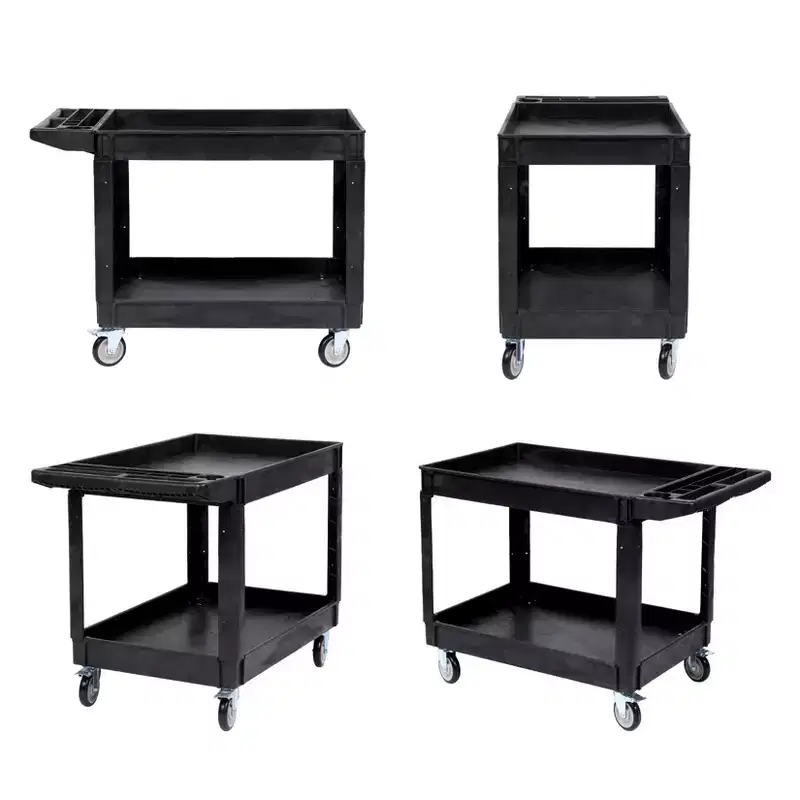 45 x 25-Inch 2-Tier Rolling Utility Cart with Lipped Shelves, 550 lbs Capacity, Heavy-Duty Wheels