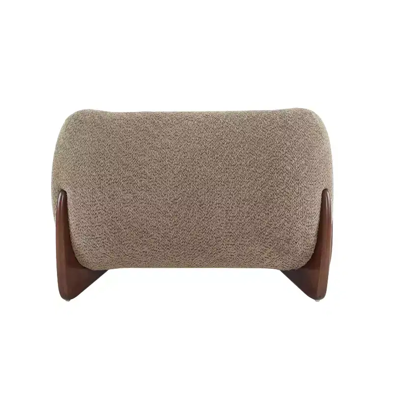 Birch Wood Boucle Upholstered Club Chair