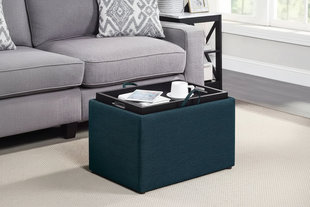 Accent Storage Ottoman with Reversible Tray