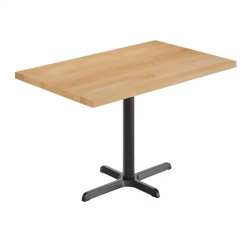 Flash Furniture Bennett Rectangular Solid Wood Commercial Indoor Tabletop with 23.75 x 29.5 Dining Height Rust-Resistant Cast Iron X-Base
