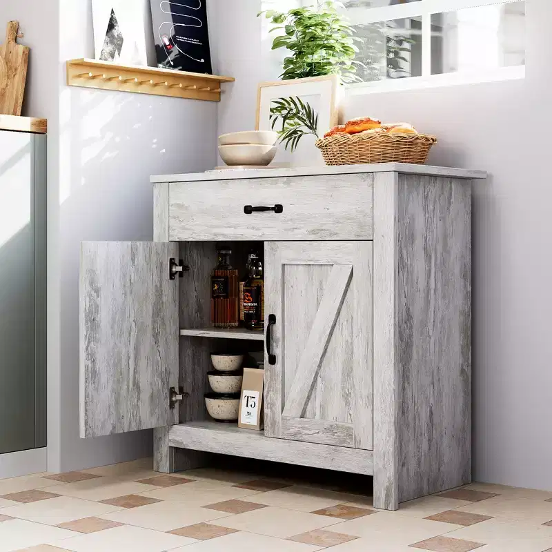 Sideboard Cabinet, Kitchen Storage Cabinet with Drawers, Door, Adjustable Shelves, Modern High Capacity Unit Cupboard for Living Room, Kitchen, Home