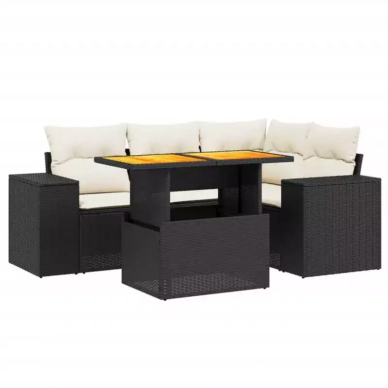 vidaXL Garden Sofa Set Black PE Rattan Large Garden Sofa Set