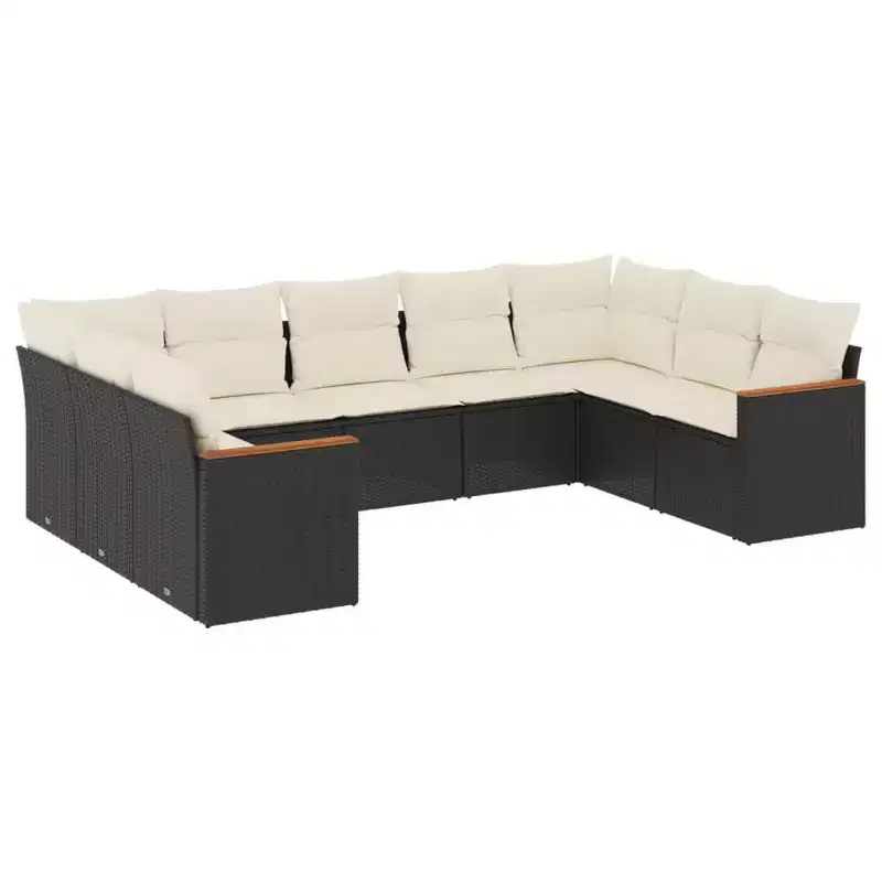vidaXL 9 Piece Patio Sofa Set with Cushions Poly Rattan
