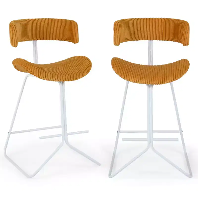 Costway Counter Height Stools Set of 2 with Curved Back, Padded Seat, Metal Legs, Footrest