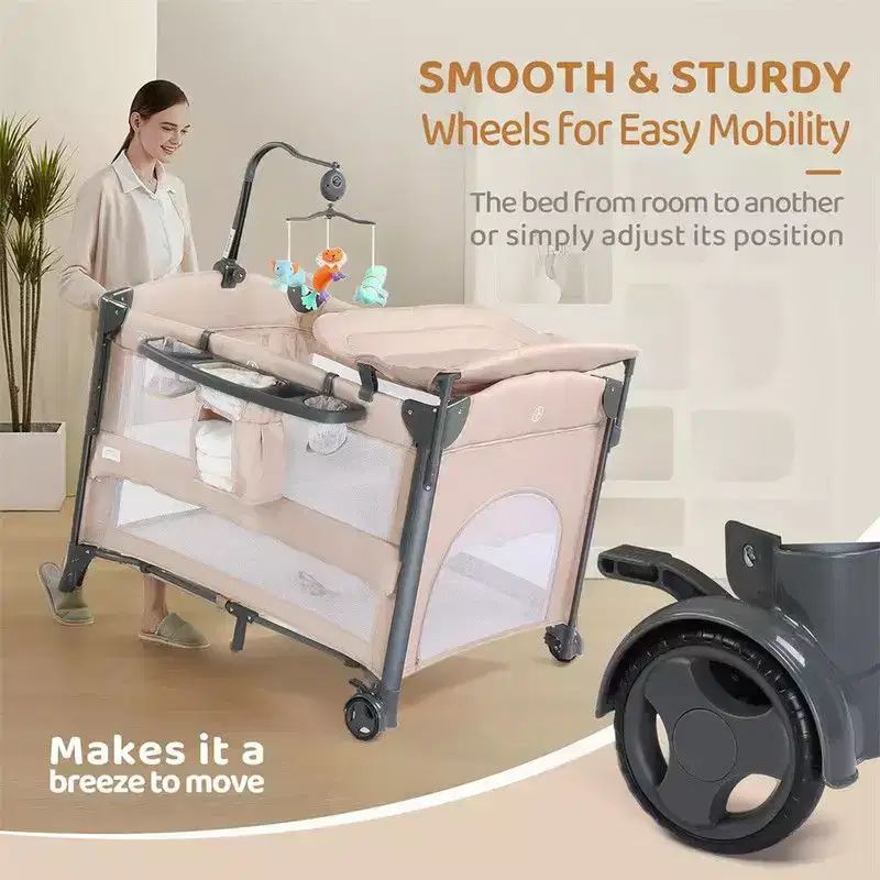 Aluminum 3-in-1 Baby Bassinet Bedside Sleeper 32.7''H x 43.31''W x 30.71''D