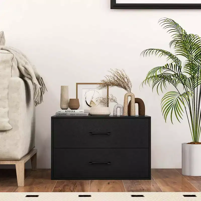 Costway 2-Drawer Dresser Stackable Horizontal Storage Organizer w/Handles White/Walnut/Black