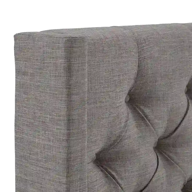 King Wingback Button Tufted Linen Fabric Headboard