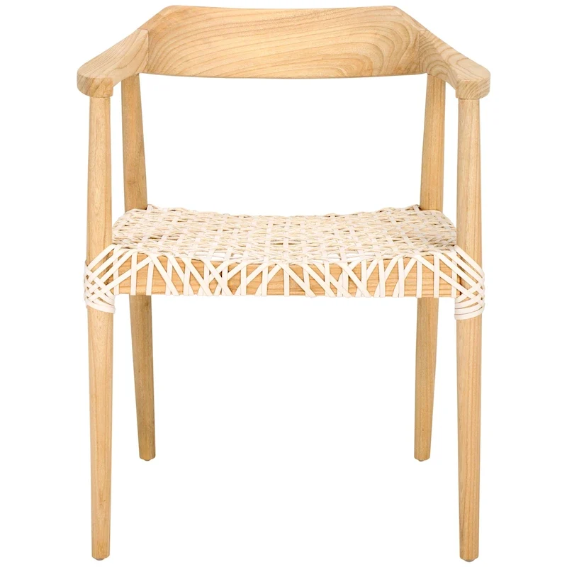 Munro Wanda Woven Leather & Solid Wood Accent Chair (Fully Assembled) - 22 W x 20.5 L x 28.5 H - 22Wx21Dx29H