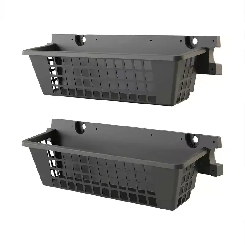 25 x 7.25 Inch Outdoor Shed Storage Basket, Black, 2-Pack