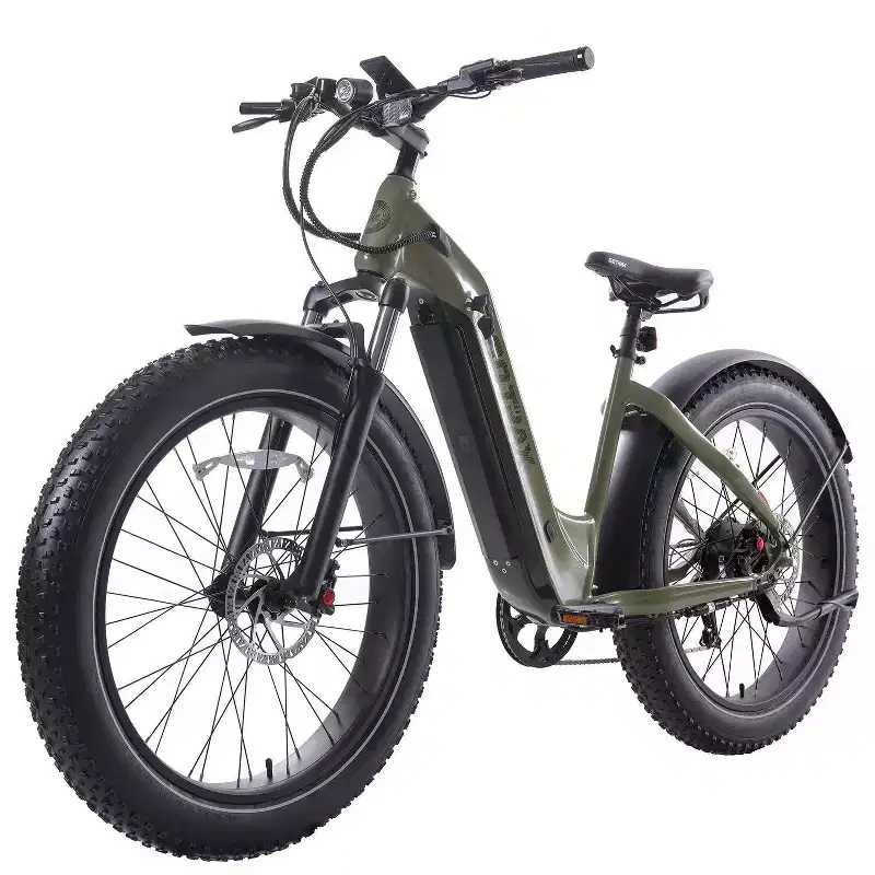 GOTRAX Adult Fat Tire 26 Step Through Electric Hybrid Bike - Green