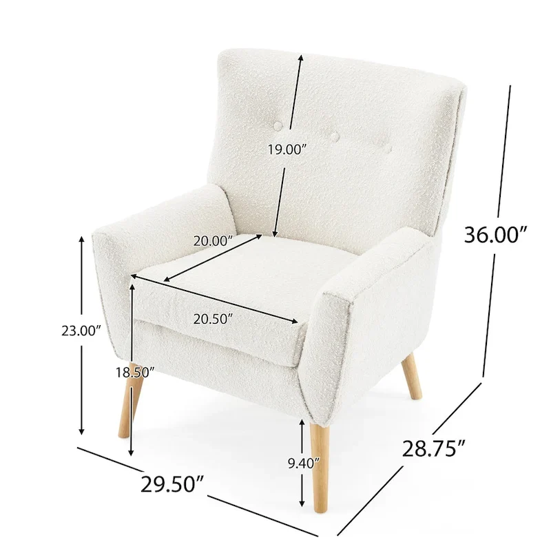Almond Boucle Tufted Back Accent Chair by Christopher Knight Home