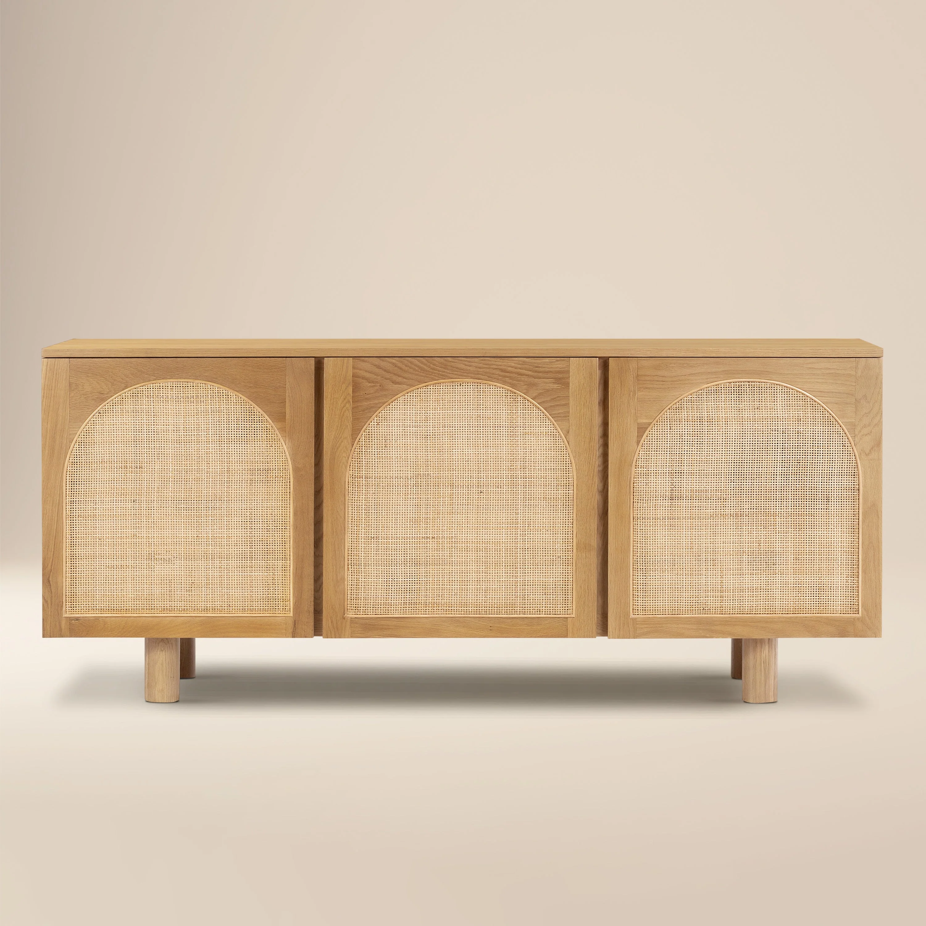 Modern Oak Oak Wood Sideboard with Storage for Dining Room or Entryway