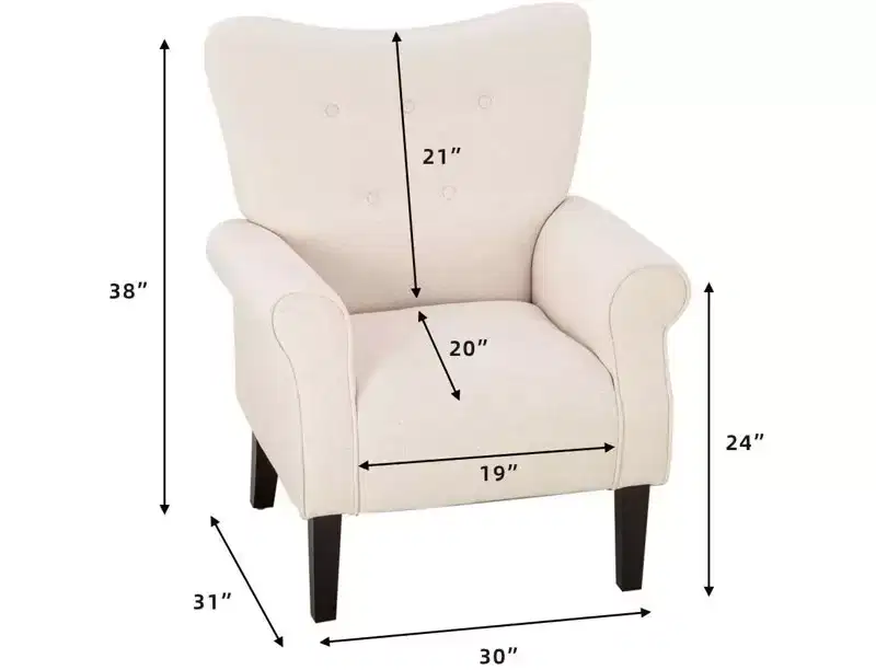 Erommy Mid Century Velvet Tufted Armchair, High Back Accent Chair