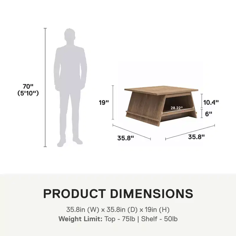 A-Frame Coffee Table with Magazine Perch, Walnut