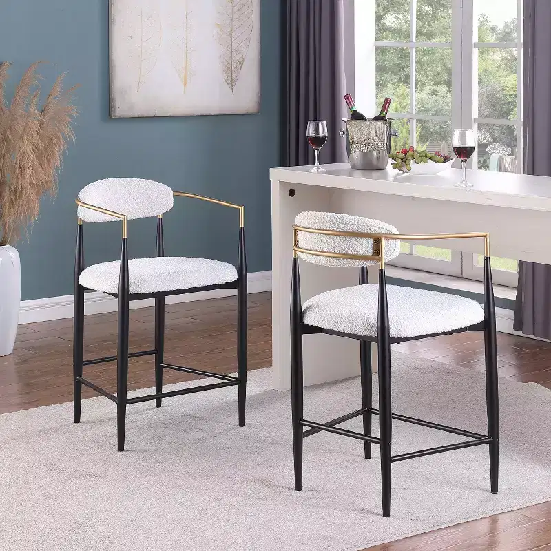 Modern Fabric Upholstered Iron 25-Inch Counter Stool