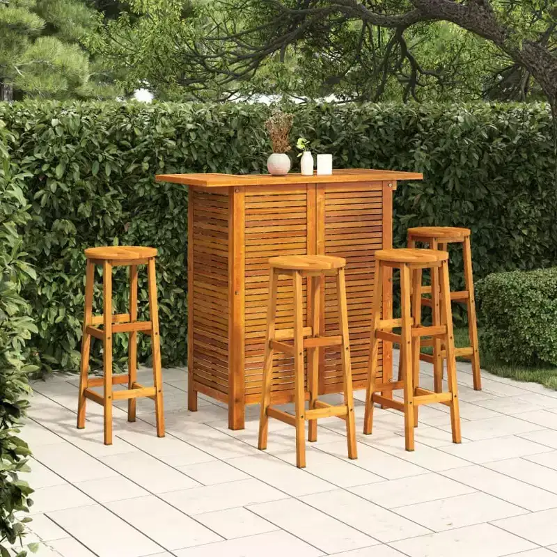 vidaXL Garden Bar Set Natural Wood Solid Acacia Wood Standard Footrest