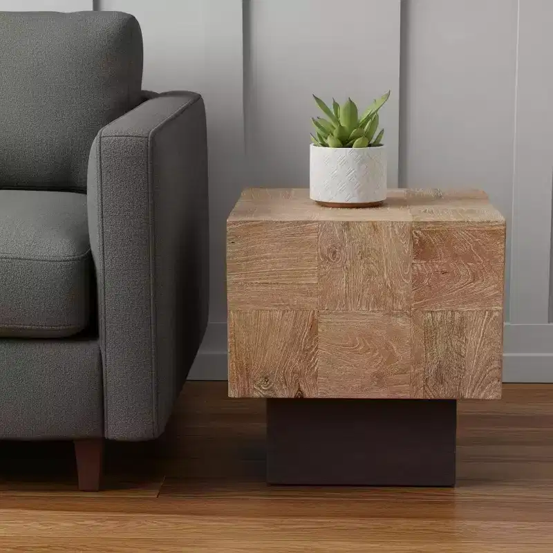 HomeRoots 24 Brown Solid Wood End Table