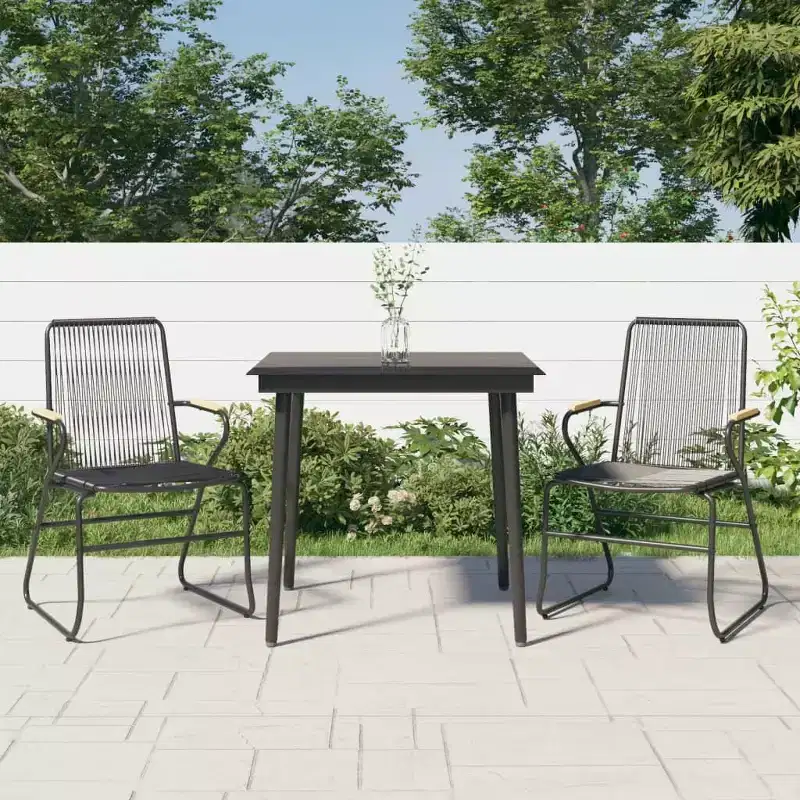 vidaXL Sleek Outdoor Dining Set with Tempered Glass