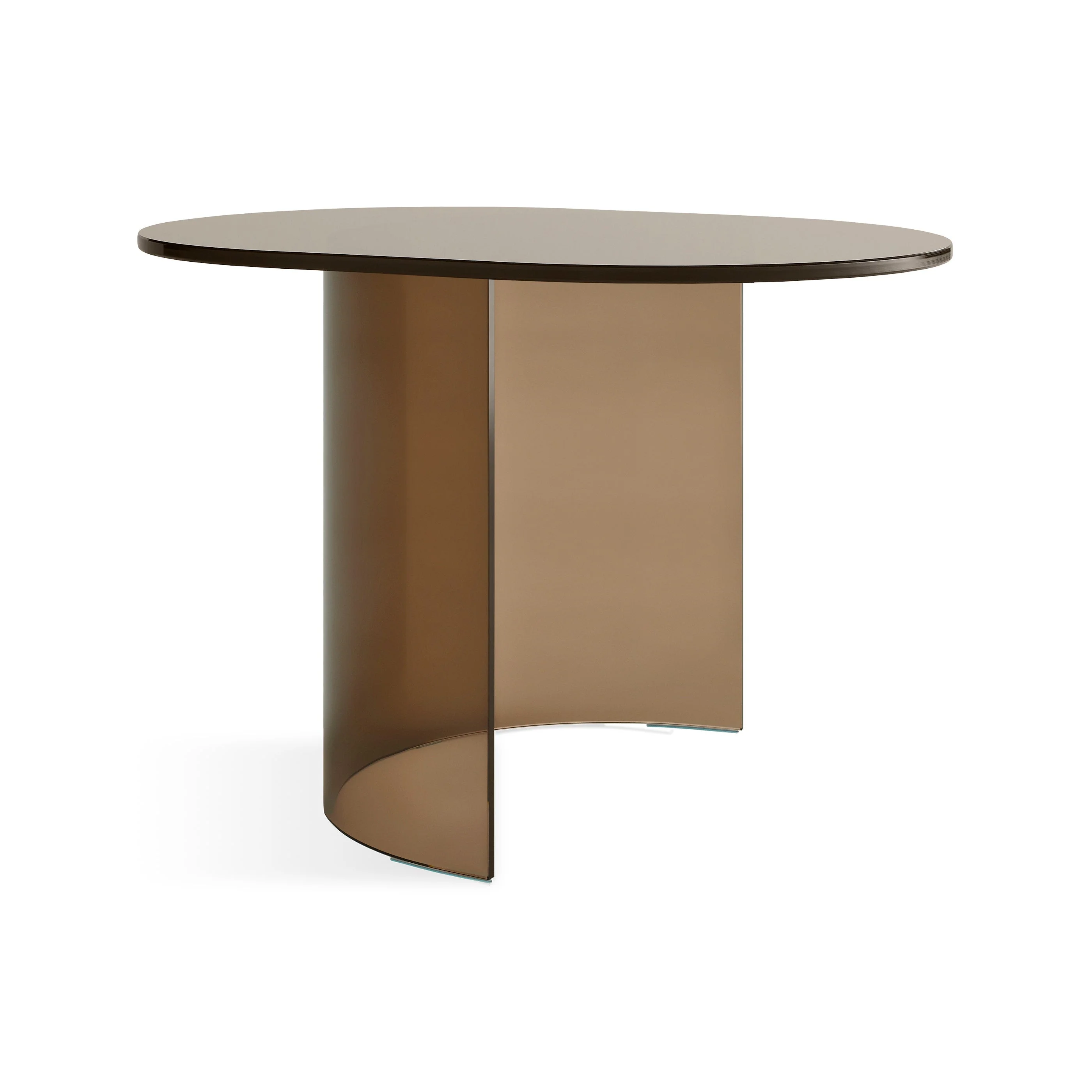 Modern Bronze Glass End Table with Arched Cantilevered Top for Living Room