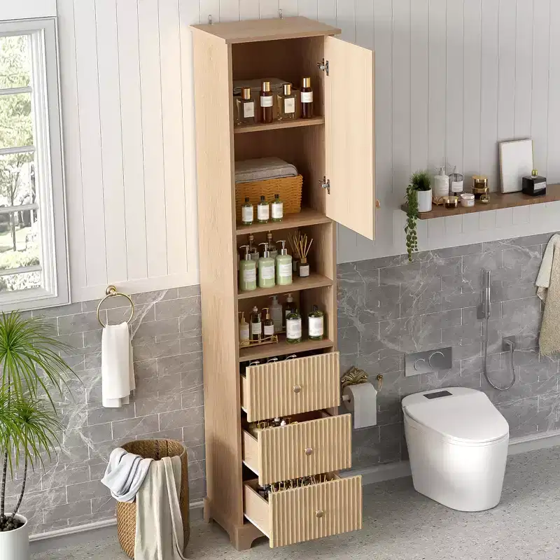 Freestanding Bathroom Storage Cabinet with 3 Drawers, Adjustable Shelf, Soft Close Doors - ModernLuxe
