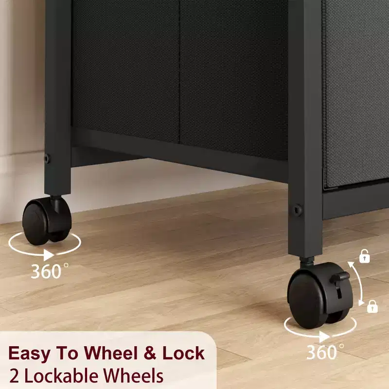 Mobile File Cabinet, Modern File Cabinet with Wheels, Under Desk Fabric Storage, Rolling Printer Stand, Cupboard Document