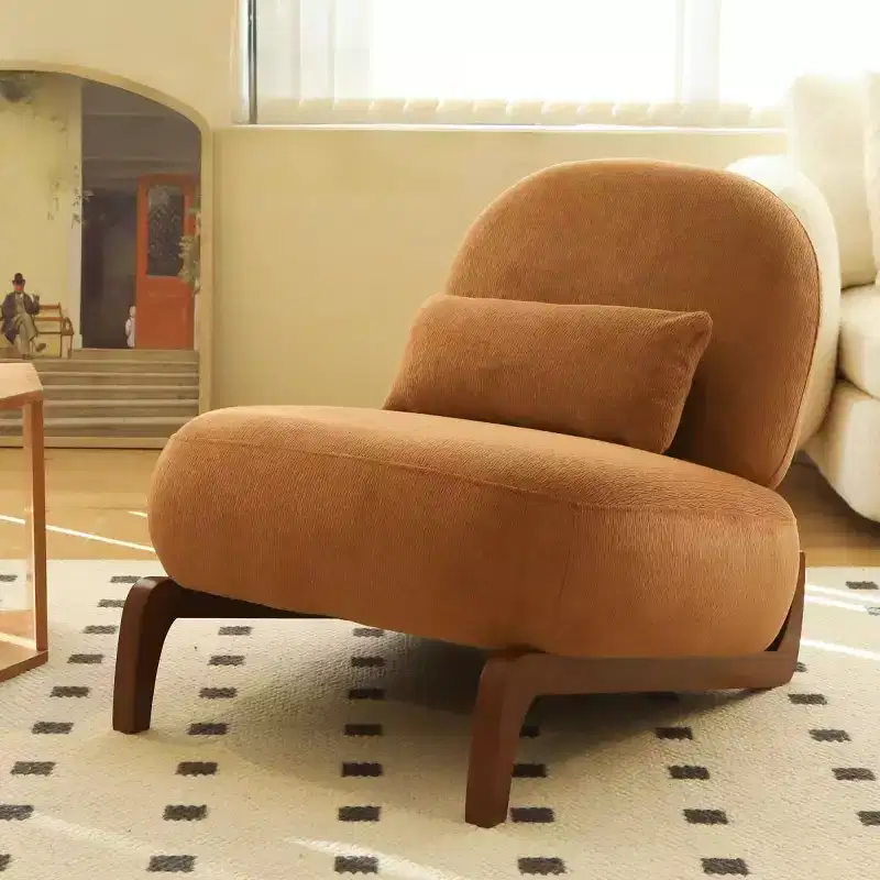 Modern Cute Upholstered Armless Reading Chair for Living Room, Bedroom or Balcony